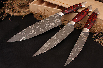 Набор кухонных ножей "Рататуй", сталь D2. Рукоять авторская микарта.